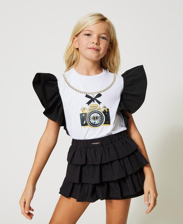 TWINSET GONNA/PANTALONE IN POPELINE CON BALZE