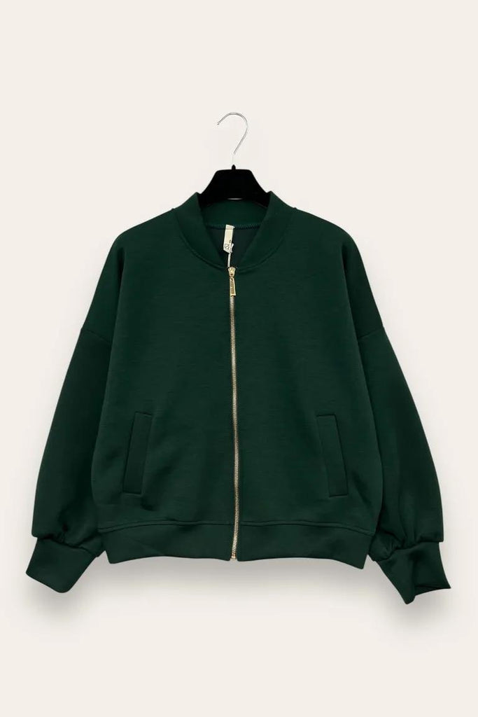 LOVEme Felpa bomber in scuba, zip e tasche