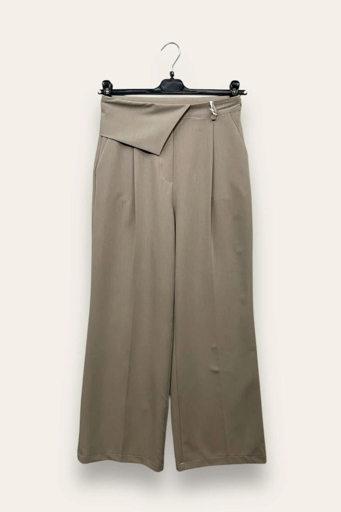 LOVEme Pantalone a palazzo con risvolto in vita