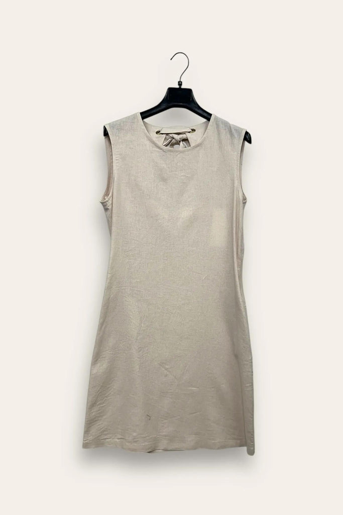 LOVEme Abito tubino misto lino con fiocco dietro