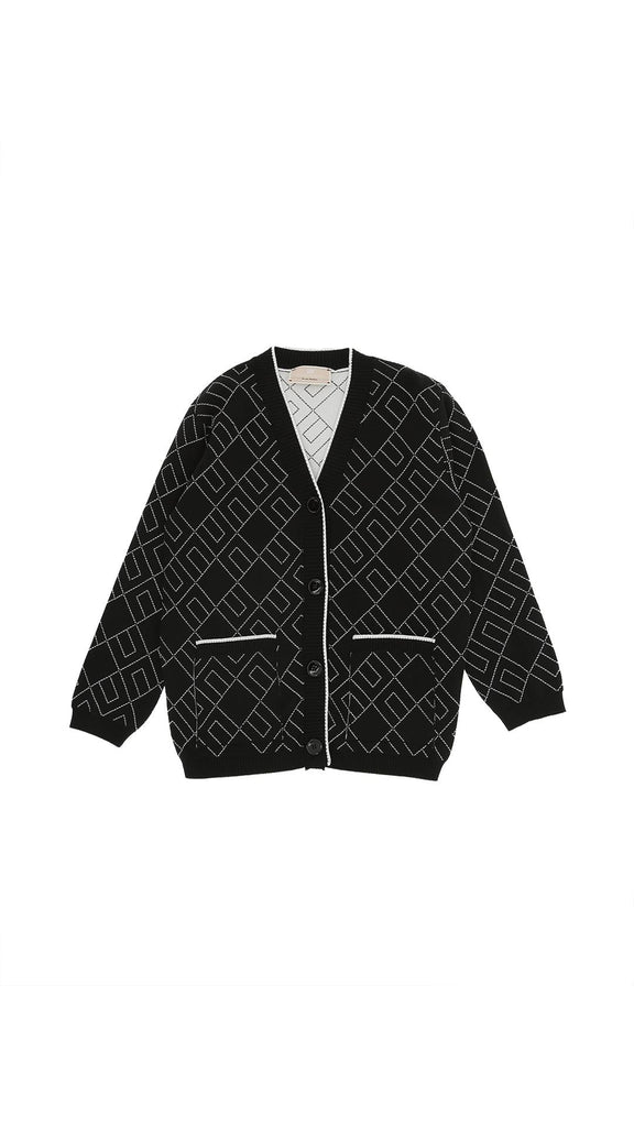 ELISABETTA FRANCHI La Mia Bambina CARDIGAN TRICOT JACQUARD LOGO