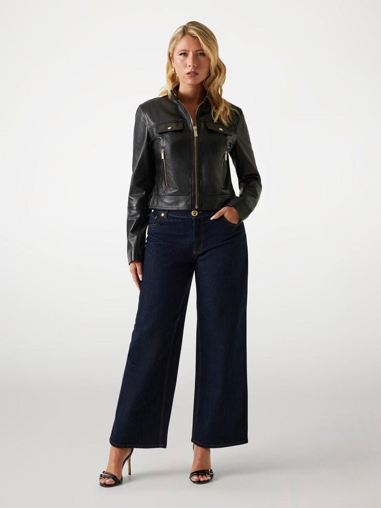 GUESS MARCIANO LANA LEATHER FITTED JACKET