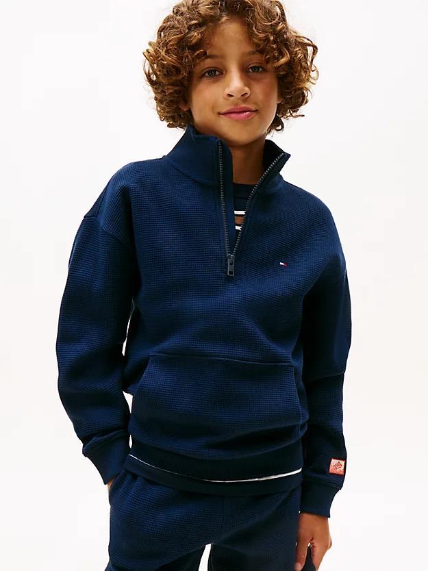 TOMMY HILFIGER TEXTURE HALF ZIP SWEATSHIRT