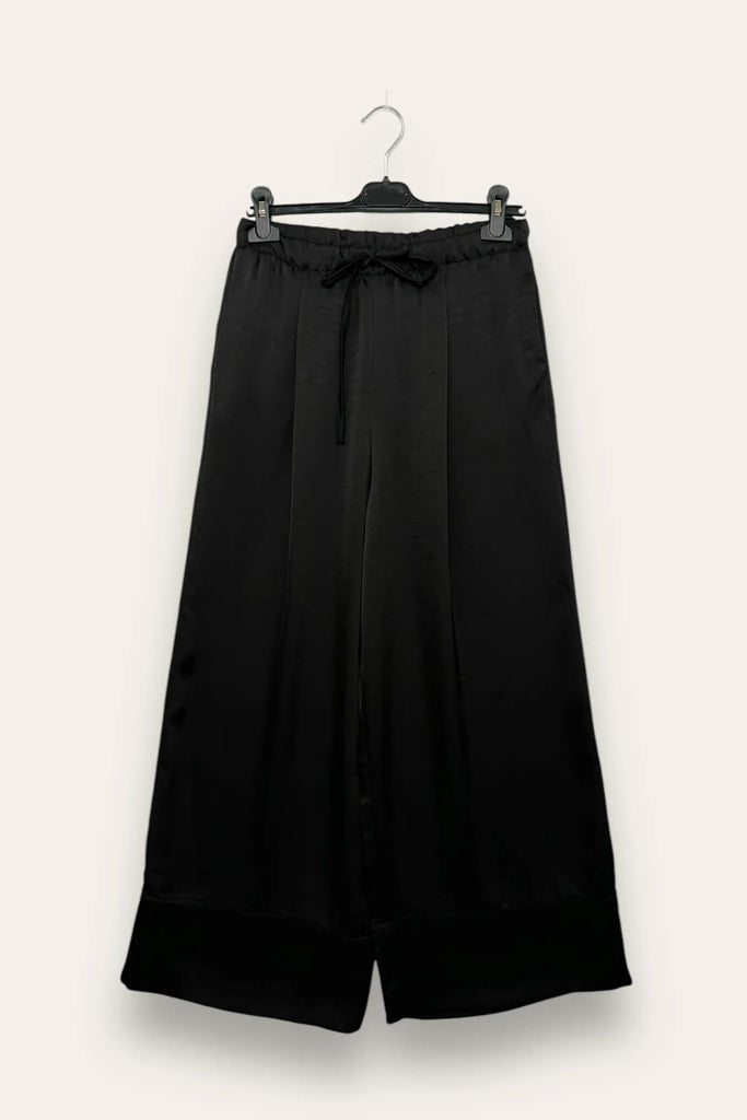 LOVEme Pantalone in raso con finto risvolto