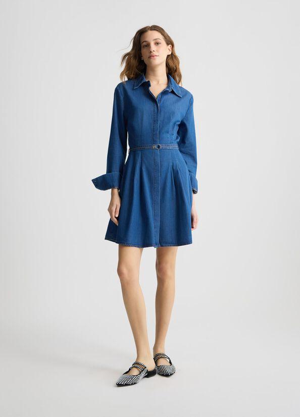 LIU JO ECS ABITO CORTO DENIM PIEGHE