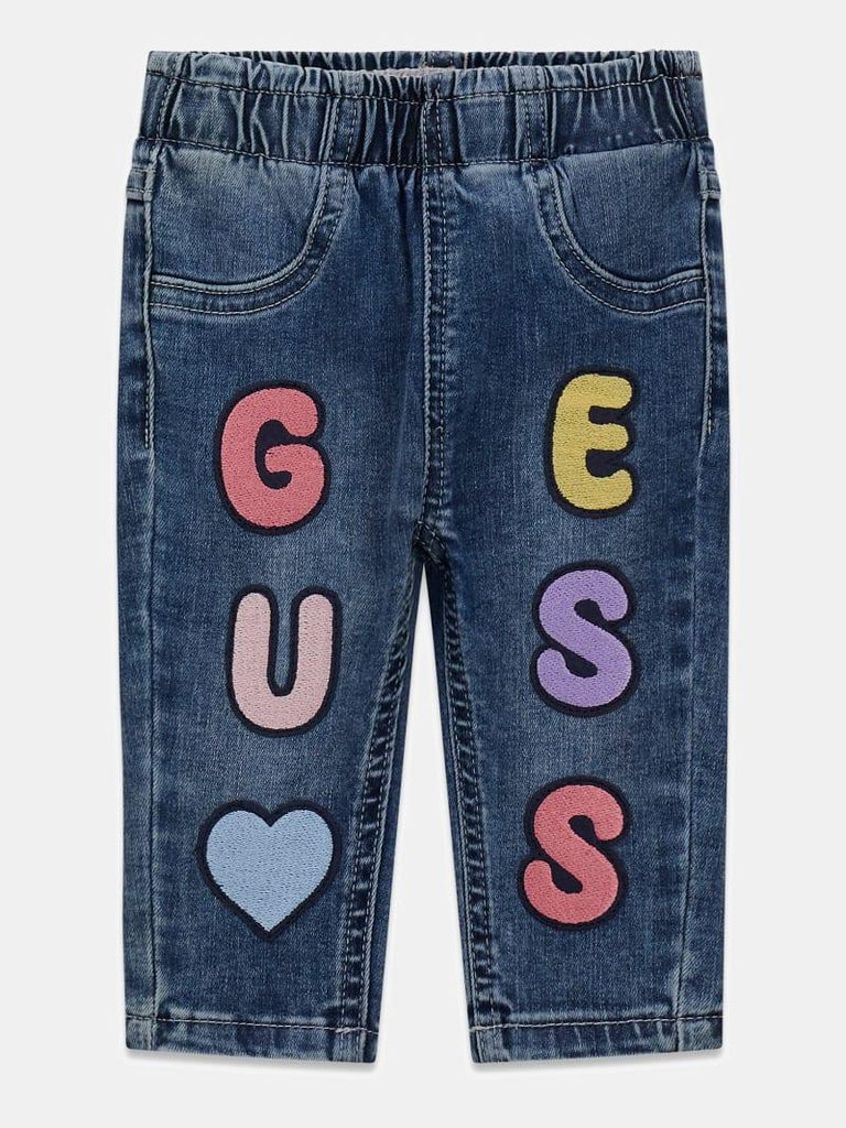 GUESS STRETCH DENIM PANTS W/LETTERS