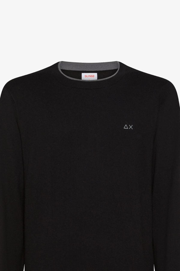SUN68 ROUND SWEATER DOUBLE RIB L/S