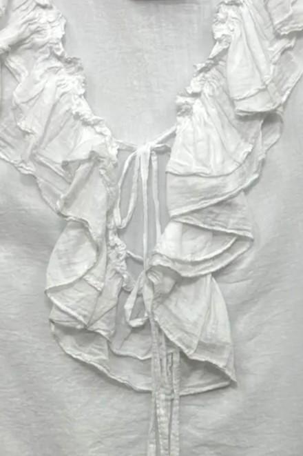 LOVEme Blusa in mussola di cotone con volant davanti