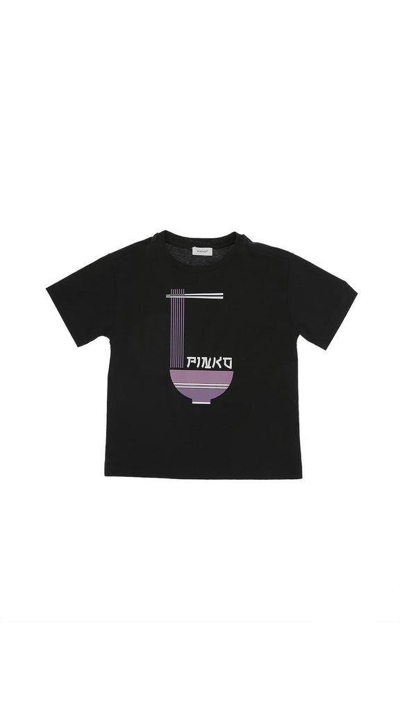 PINKO T-SHIRT CON STAMPA SPAGHETTI