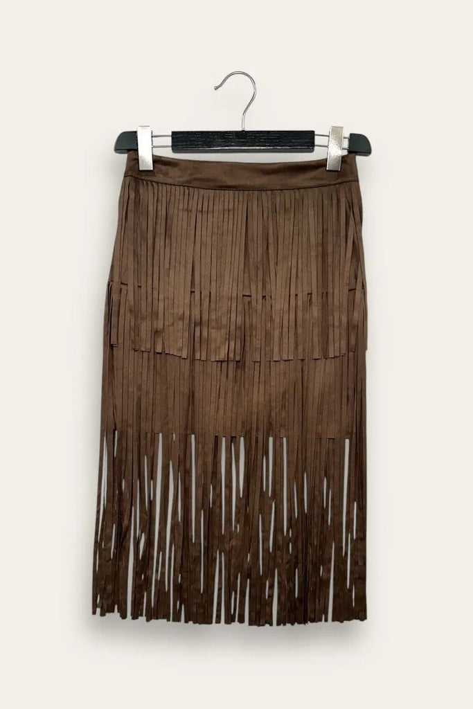 LOVEme Minigonna scamosciata con frange al ginocchio