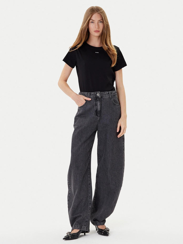 PINKO BASICO T-SHIRT JERSEY LOGO PIN