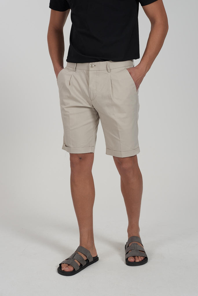 YES ZEE BERMUDA UOMO CHINOS CON PINCES E RISVOLTO