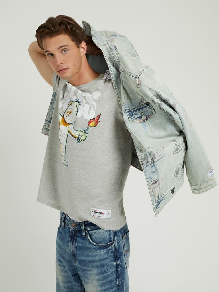 GUESS SS BSC MOLOTOV TEDDY HTHR TEE