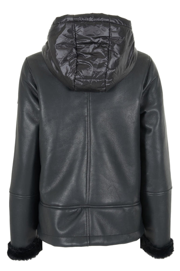 YES ZEE GIUBBINO DONNA PU LEATHER CON INSERTI TRAPUNT.