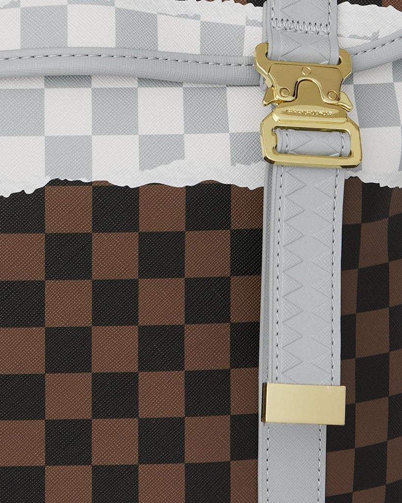 SPRAYGROUND CREAM BROWN TEAR CHECK MONTECARLO