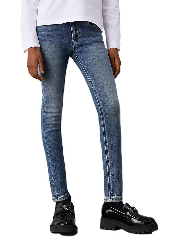 CALVIN KLEIN JEANS MR SKINNY MID BLUE PWS DENIM