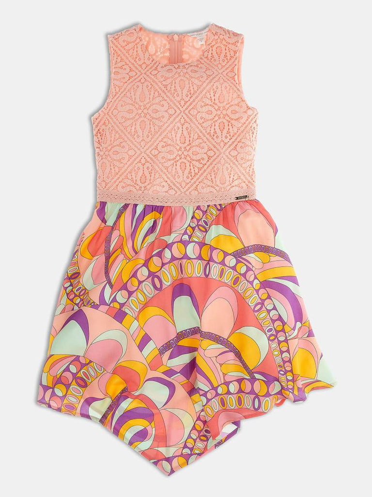 GUESS MIXED FABRIC SL DRESS