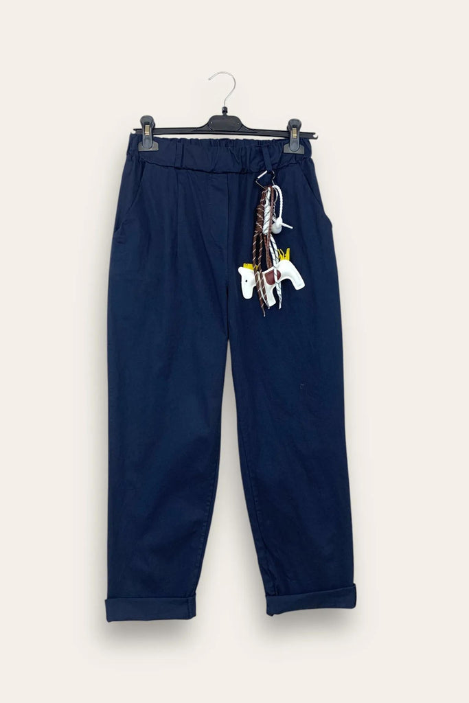 LOVEme Pantalone baggy con elastico in vita e portachiavi
