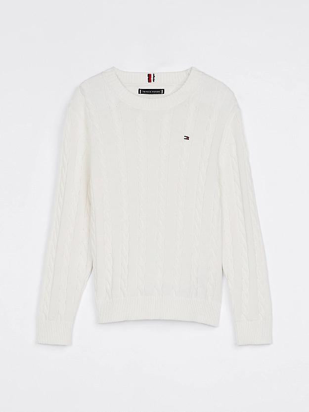 TOMMY HILFIGER CREW NECK COTTON CABLE SWEATER