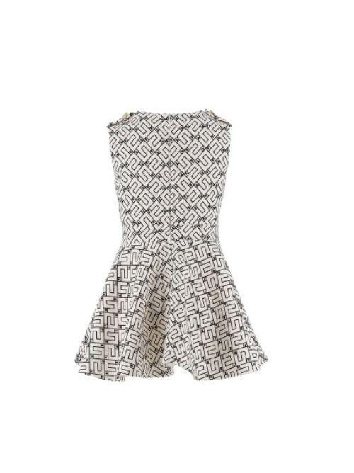 ELISABETTA FRANCHI La Mia Bambina ABITO DOPPIO CREPE STAMPA LOGO INCASTRO BURRO/NERO