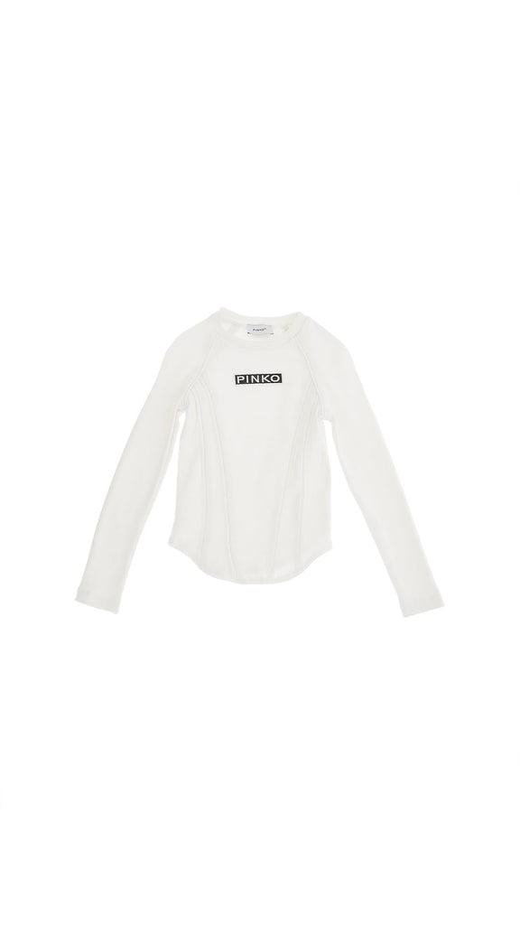 PINKO T-SHIRT MANICA LUNGA IN COSTINA CON RICAMO