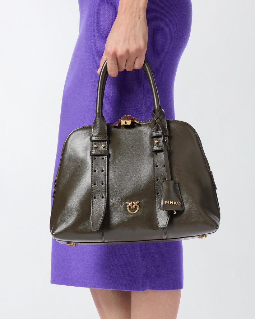 PINKO BOWLING BAG MEDIUM VITELLO MOR