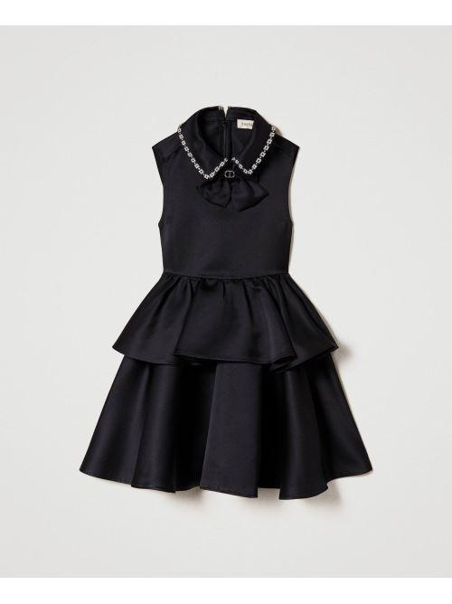TWINSET ABITO A BALZE IN DUCHESSE CON DETTAGLIO COLLO