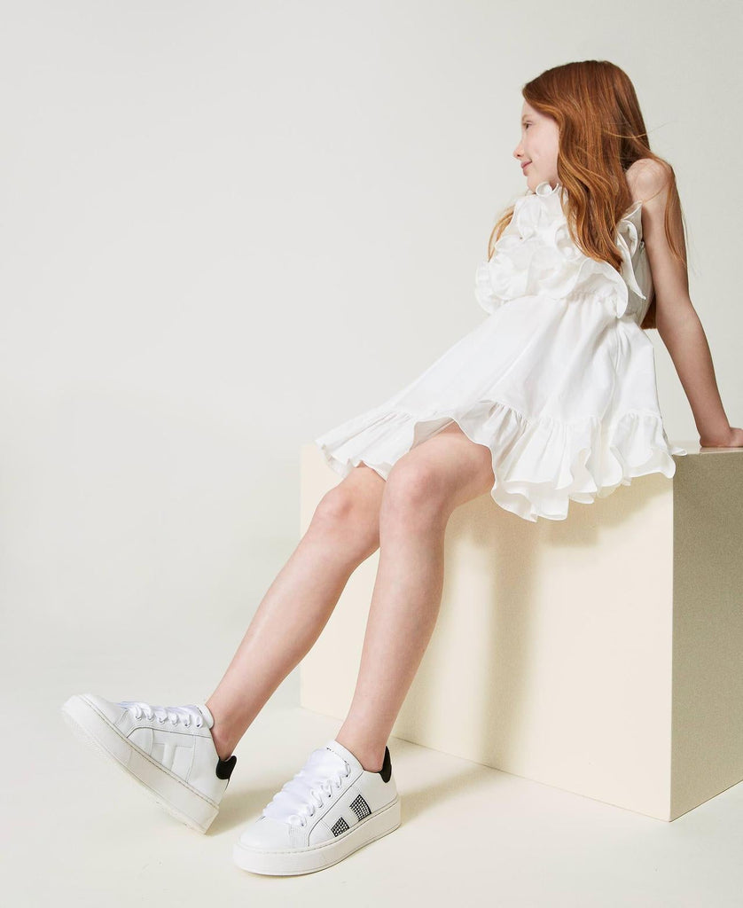 TWINSET SNEAKER BASSA CON STRASS IN PELLE