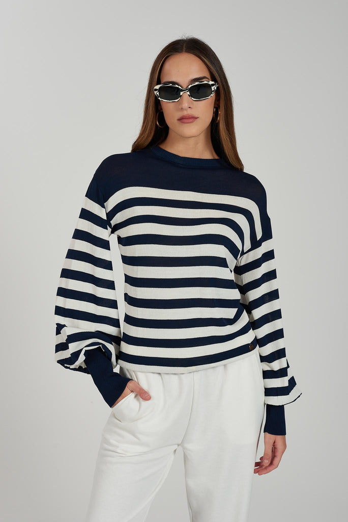 YES ZEE MAGLIA DONNA GIROCOLLO CON POLSO A SBUFFO
