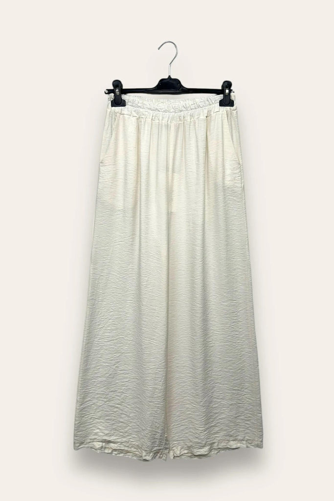 LOVEme Pantalone a palazzo in viscosa goffrata