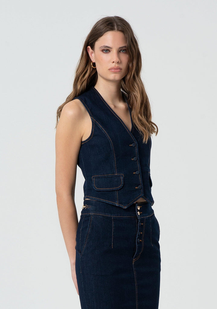 FRACOMINA DENIM GILET RAWWASH