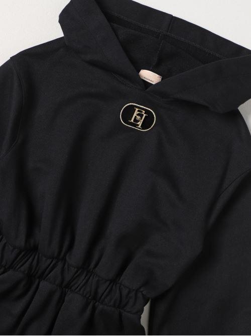 ELISABETTA FRANCHI La Mia Bambina ABITO IN FELPA CON PLACCA EF NERO