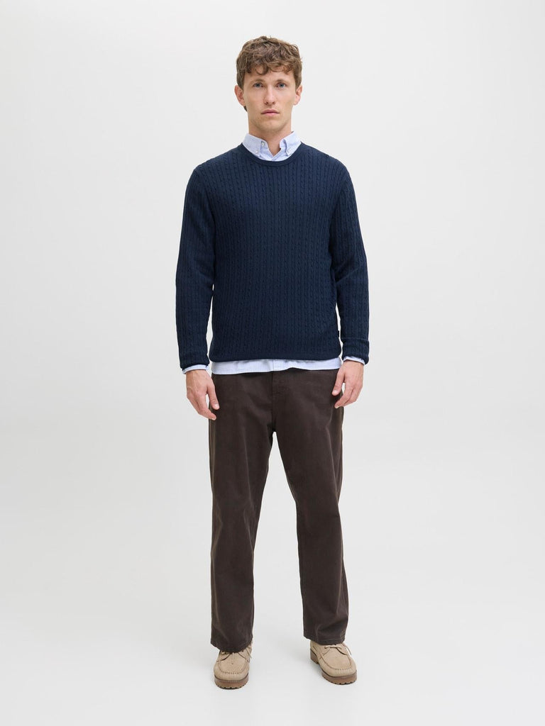 JACK AND JONES JJEEMIL KNIT CABLE CREW NECK NOOS