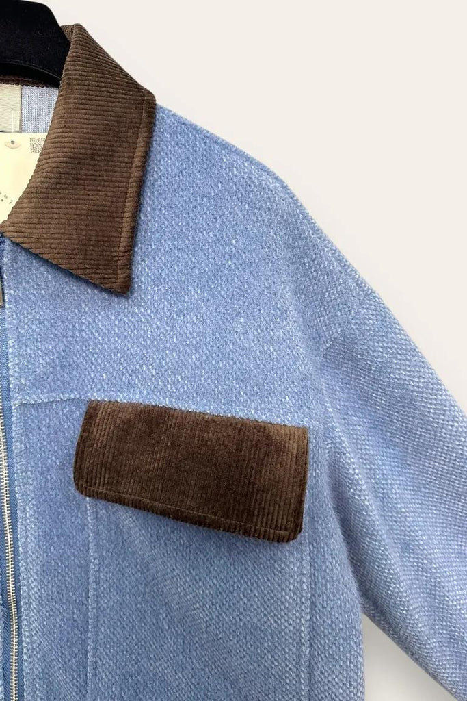 LOVEme Giacca pelosetta con colletto e tasche in velluto