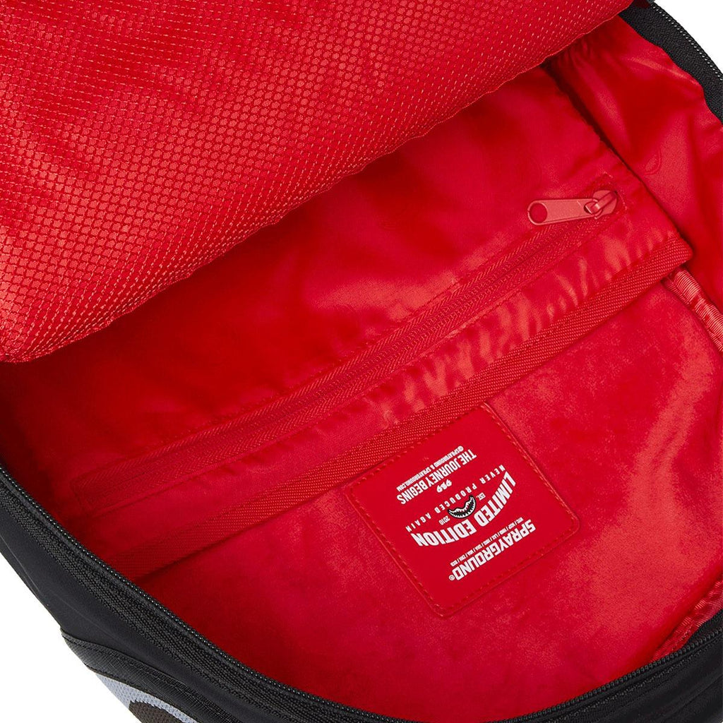 SPRAYGROUND SHARK CENTRAL YELLOW TAPE DLX SATIN BACKPACK