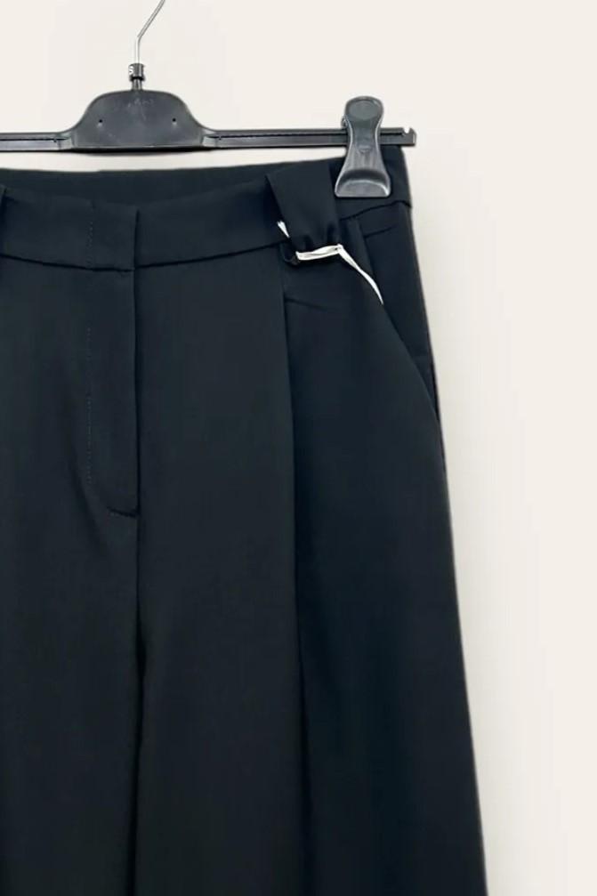 LOVEme Pantalone a palazzo con pinces, zip e gancetto