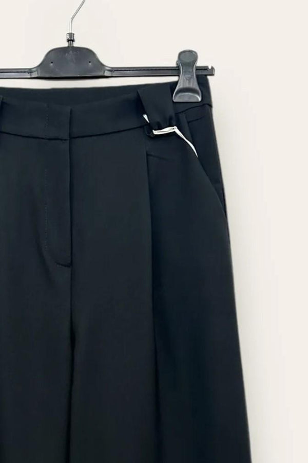 LOVEme Pantalone a palazzo con pinces, zip e gancetto