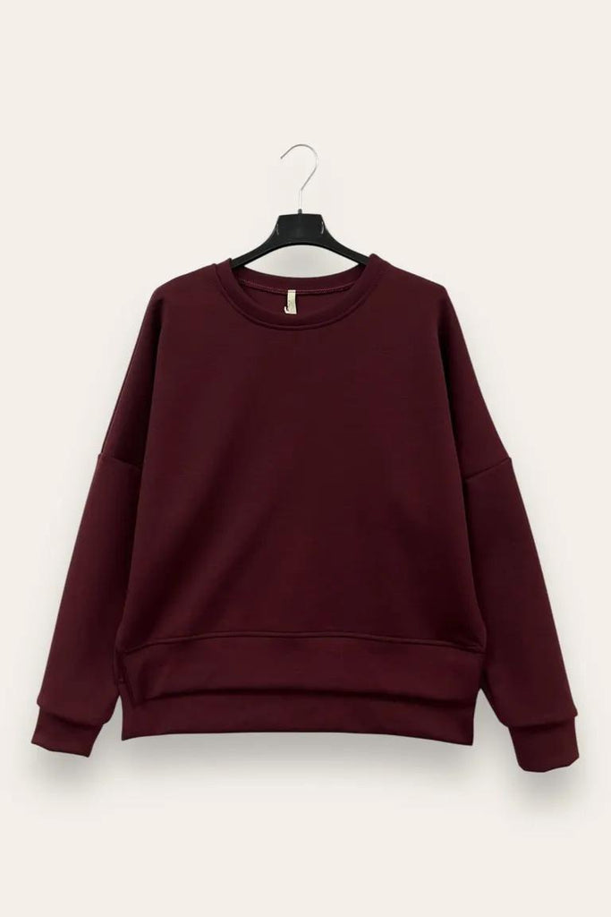 LOVEme Felpa girocollo in scuba, più lunga dietro