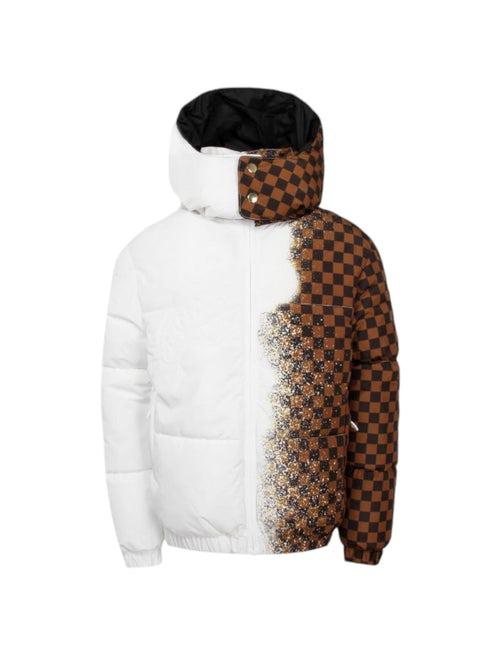 SPRAYGROUND WHITE SPRAY CHECKERED DOWN JACKET