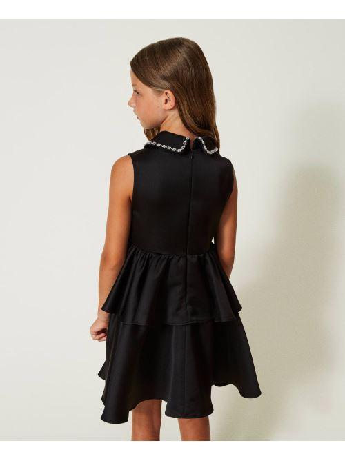 TWINSET ABITO A BALZE IN DUCHESSE CON DETTAGLIO COLLO