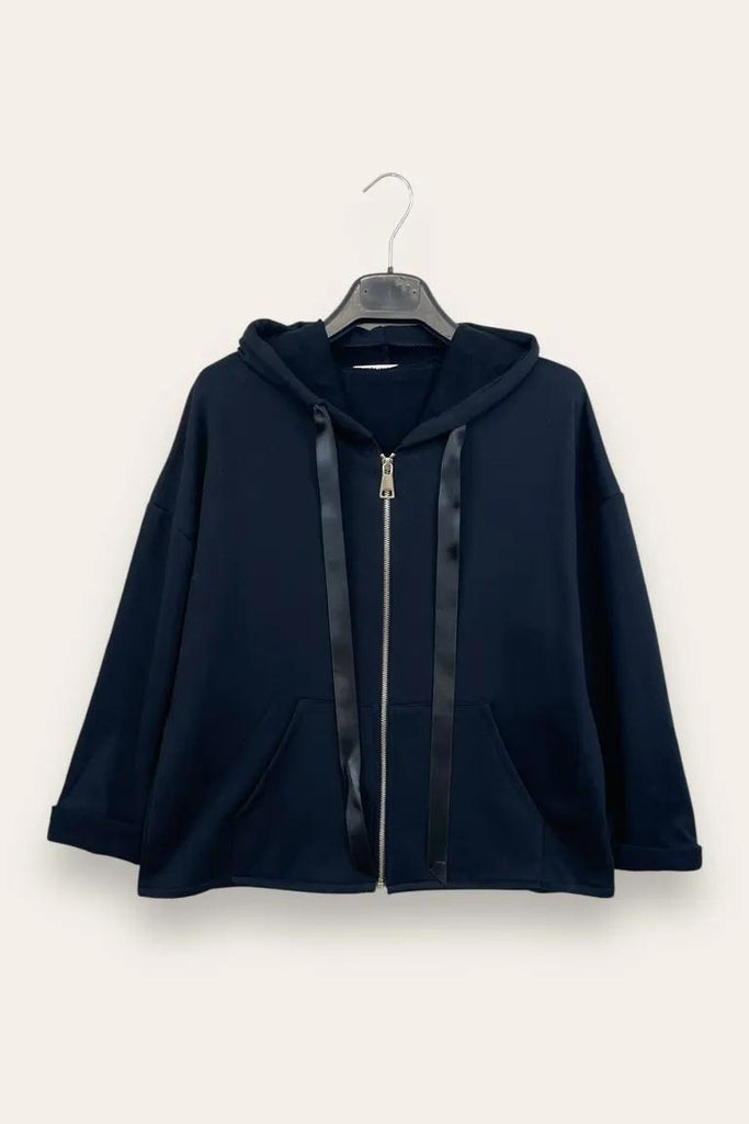 LOVEme Felpa con cordino in nastro, con zip e cappuccio