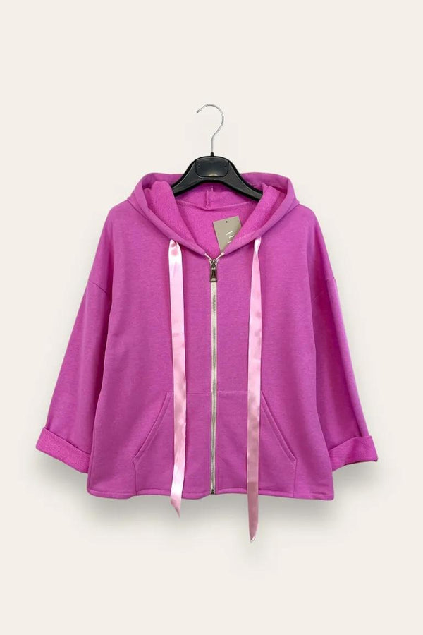 LOVEme Felpa con cordino in nastro, con zip e cappuccio