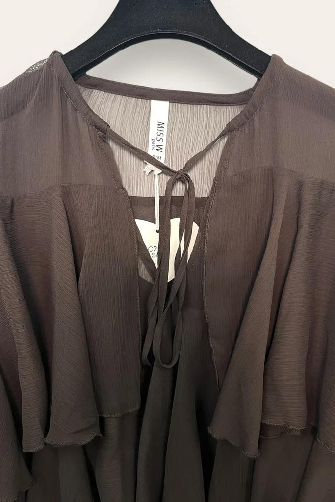 LOVEme Camicia a pipistrello a balze in georgette