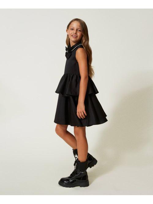 TWINSET ABITO A BALZE IN DUCHESSE CON DETTAGLIO COLLO