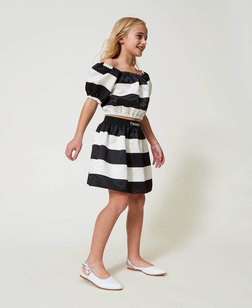 TWINSET BLUSA IN RASO STAMPA RIGHE