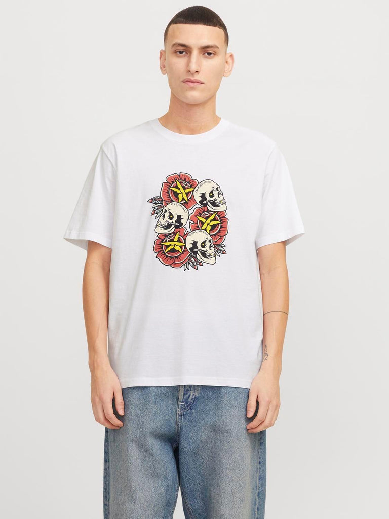 JACK AND JONES JORANATOMY SKULL TEE SS CREW NECK SN