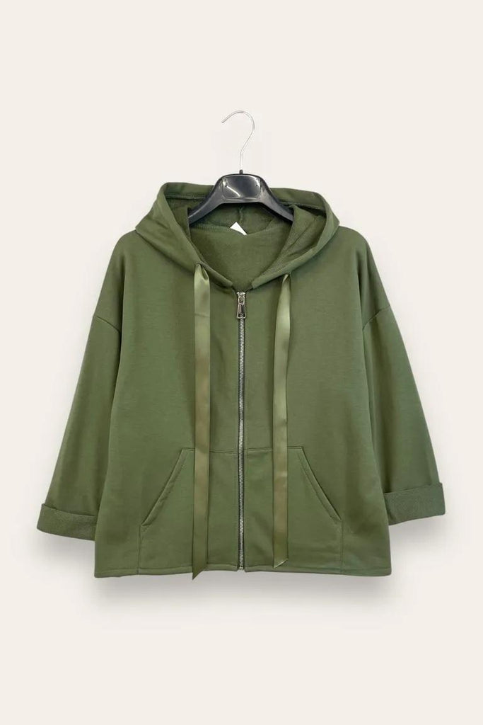 LOVEme Felpa con cordino in nastro, con zip e cappuccio