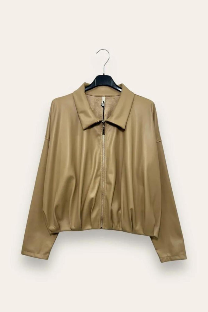 LOVEme Giacca in ecopelle morbida, con zip