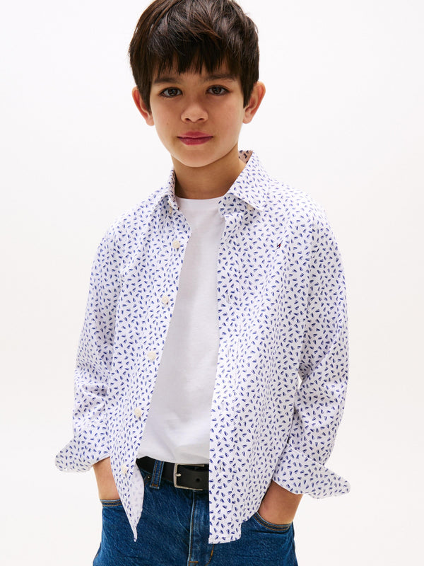 TOMMY HILFIGER ALL OVER MINI PRINT SHIRT LS