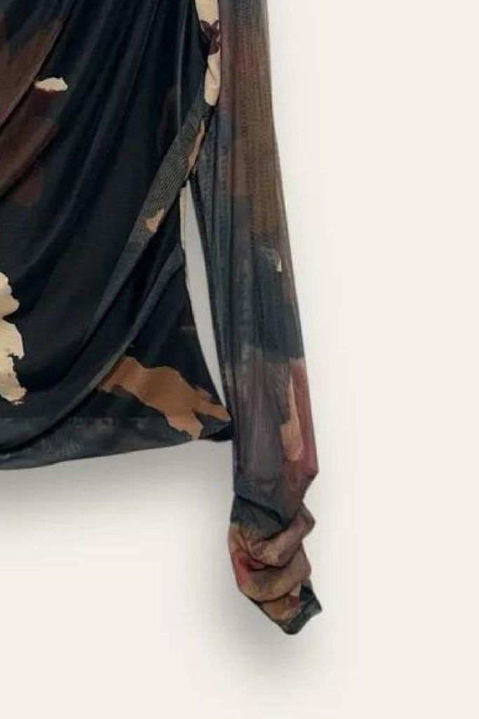 LOVEme Maglietta in tulle in fantasia, con drappeggio